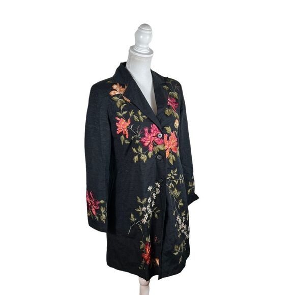 Silkland Black Embroidered Silk Lightweight Jacket - Picture 6 of 8